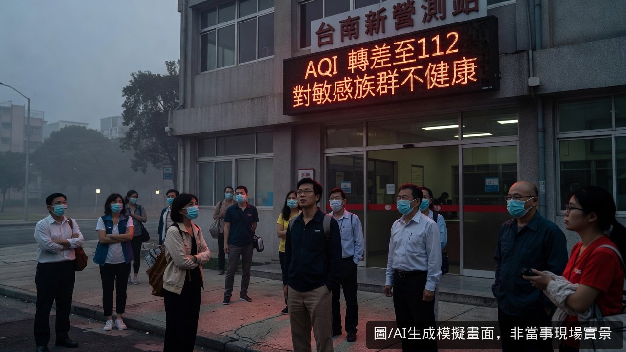 台南新營測站 AQI 轉差至112 對敏感族群不健康