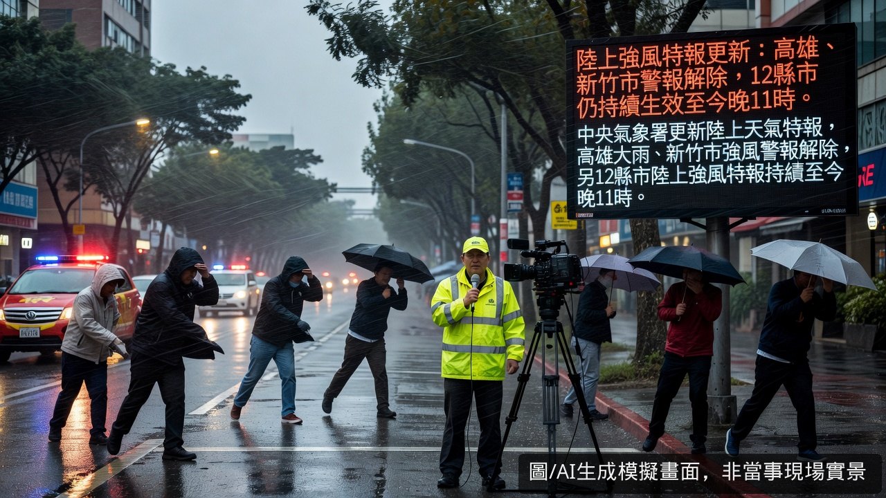 陸上強風特報更新：高雄、新竹市警報解除，12縣市仍持續生效至今晚11時