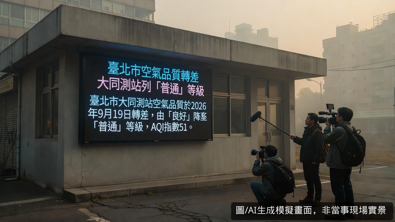 臺北市空氣品質轉差 大同測站列「普通」等級